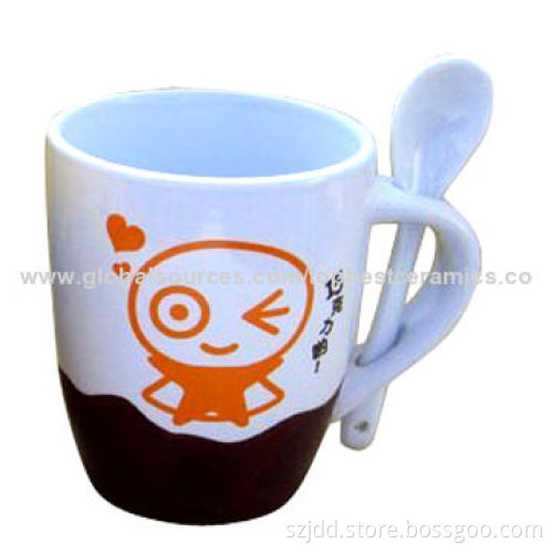 Ceramics coffee mug and spoon set with customized logo